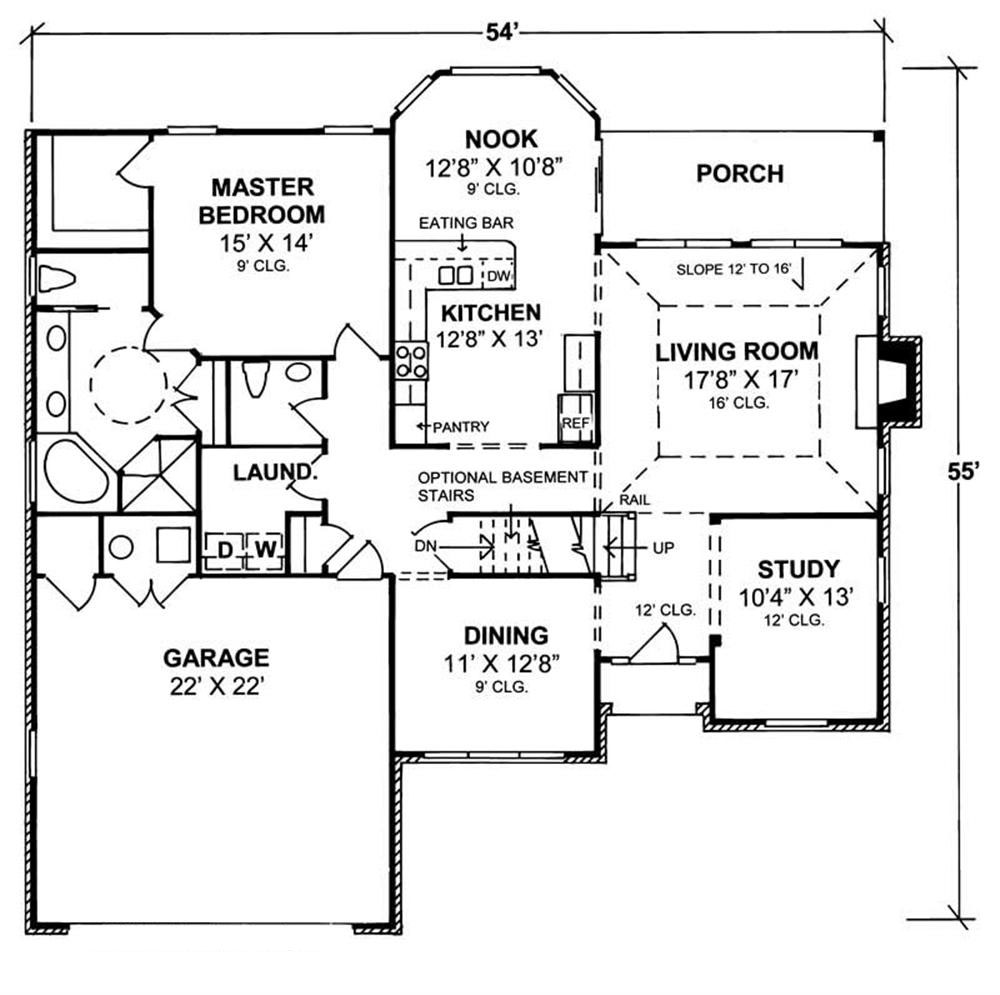 Floor Plan First Story of Traditional Plan #178-1072